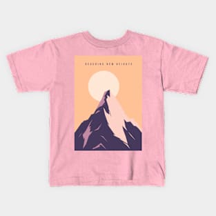 Reaching New Heights Mountaintop Illustration Kids T-Shirt